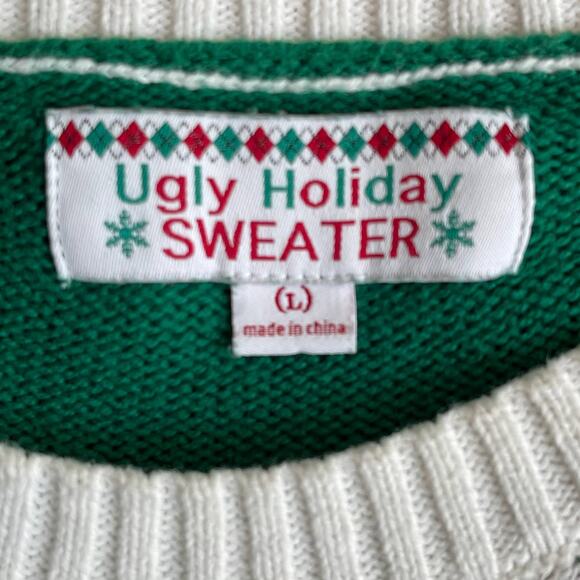 Ugly Holiday Sweater Dadcore Nerdy Shirt and Tie Christmas Sweater Size Large - Picture 3 of 4